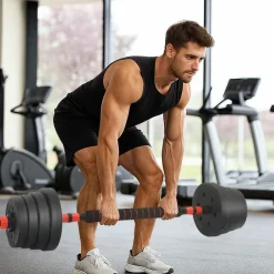vidaXL 2-i-1 Håndvægt Barbell Sæt 30kg 30kg Sort og rød