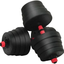 vidaXL 2-i-1 Håndvægt Barbell Sæt 30kg 30kg Sort og rød