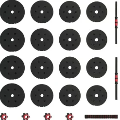 vidaXL 2-i-1 Håndvægt Barbell Sæt 30kg 30kg Sort og rød