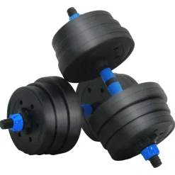 vidaXL 2-i-1 Håndvægt Barbell Sæt 20kg 20kg Sort og Blå