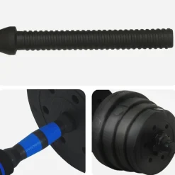 vidaXL 2-i-1 Håndvægt Barbell Sæt 30kg 30kg Sort og Blå