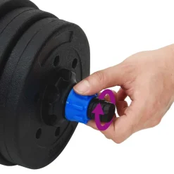 vidaXL 4-i-1 Håndvægte Barbell Kettlebell Sæt 20kg 20kg Sort og Blå