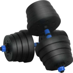 vidaXL 4-i-1 Håndvægte Barbell Kettlebell Sæt 30kg 30kg Sort og Blå
