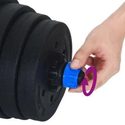 vidaXL 4-i-1 Håndvægte Barbell Kettlebell Sæt 30kg 30kg Sort og Blå
