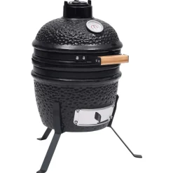 vidaXL 2-i-1 Kamado-røgegrill 56 cm keramisk sort