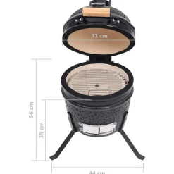 vidaXL 2-i-1 Kamado-røgegrill 56 cm keramisk sort