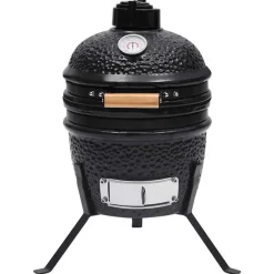 vidaXL 2-i-1 Kamado-røgegrill 56 cm keramisk sort