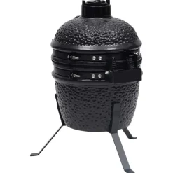 vidaXL 2-i-1 Kamado-røgegrill 56 cm keramisk sort