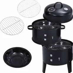 vidaXL 3-i-1 kul-/røgegrill 40x80 cm