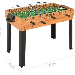 vidaXL 15-i-1 multi-spillebord 121 x 61 x 82 cm ahorn