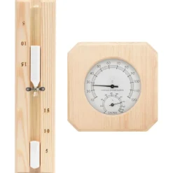 vidaXL 2-i-1 saunasæt hygrometer og timeglas massivt fyrretræ