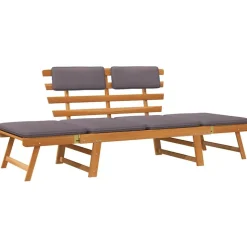 vidaXL 2-i-1 solseng med hynde 190 cm massivt akacietræ