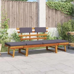vidaXL 2-i-1 solseng med hynde 190 cm massivt akacietræ