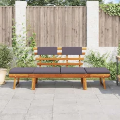 vidaXL 2-i-1 solseng med hynde 190 cm massivt akacietræ