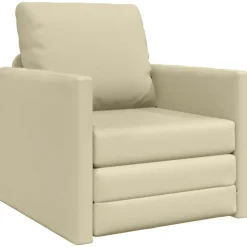 vidaXL 2-i-1 sovesofa 112x174x55 cm kunstlæder cremefarvet
