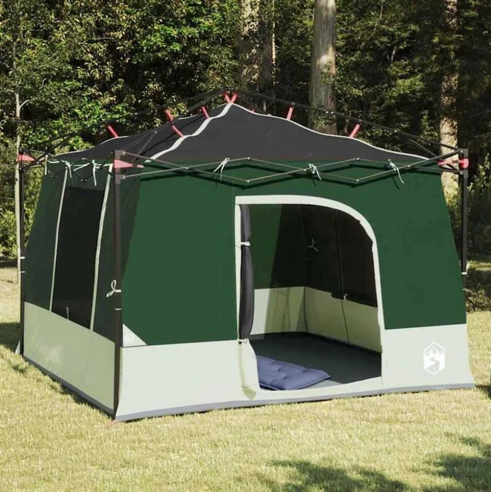 vidaXL Indertelt med tag med opbevaring Grøn 290 x 288 x 234 cm taft