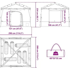 vidaXL Indertelt med tag med opbevaring Grøn 290 x 288 x 234 cm taft