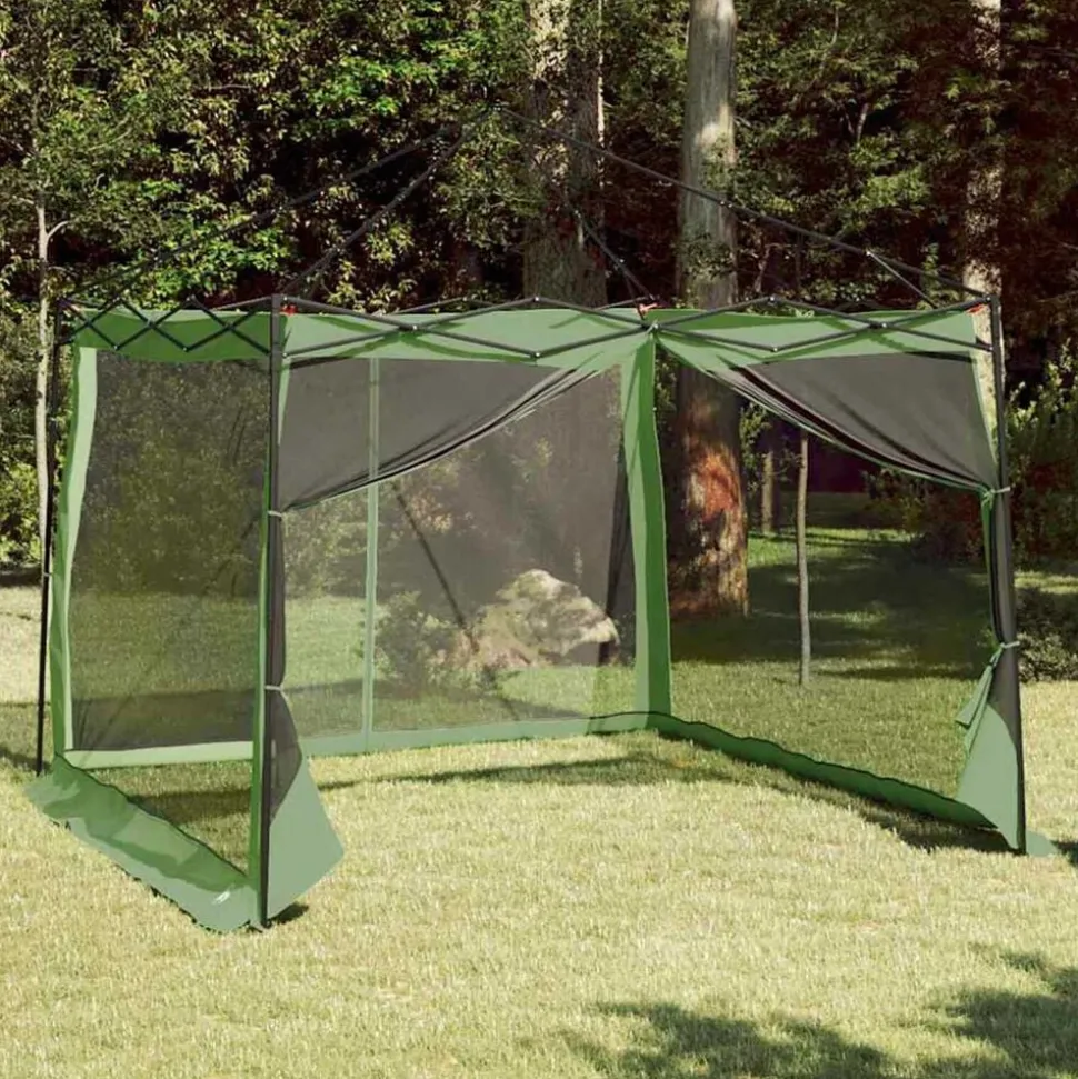 vidaXL Indertelt med tag med opbevaring Grøn 303 x 303 x 196 cm taft