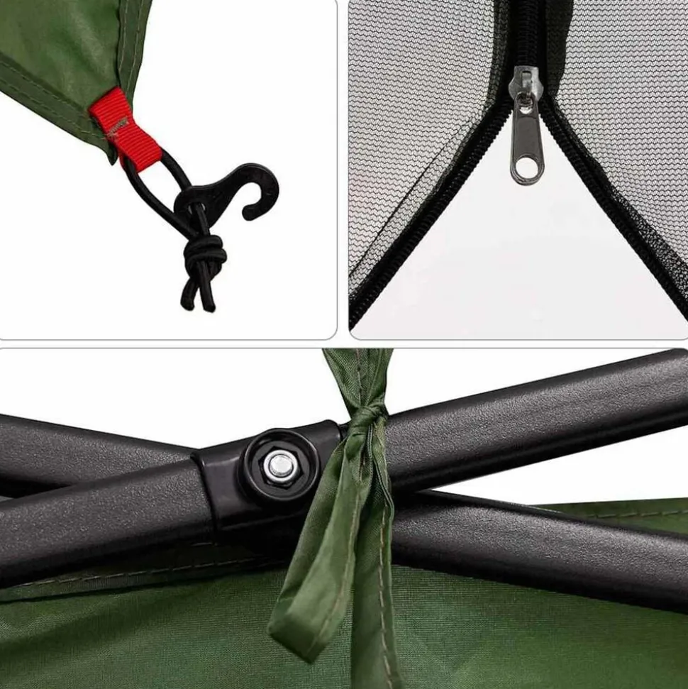 vidaXL Indertelt med tag med opbevaring Grøn 303 x 303 x 196 cm taft