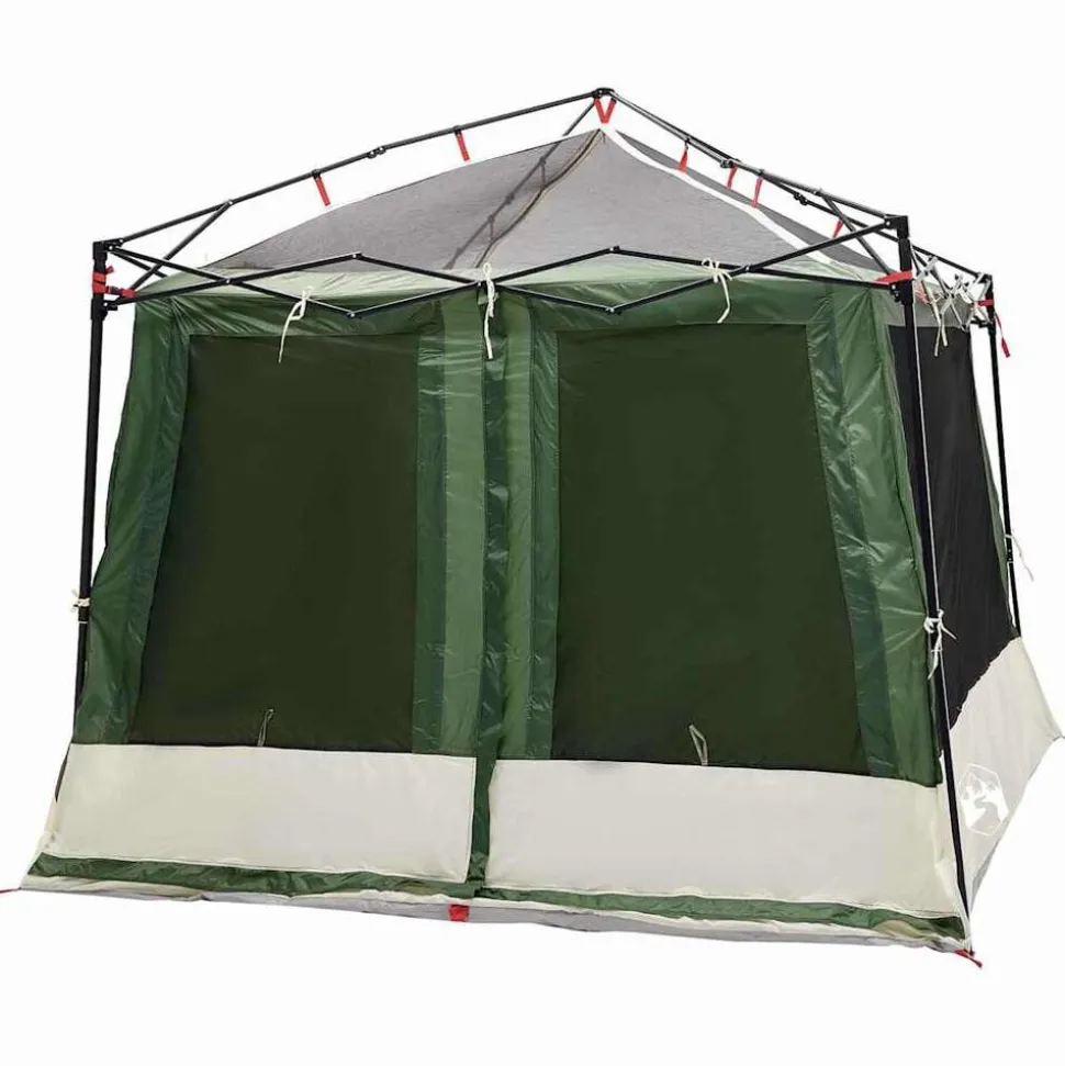 vidaXL Indertelt med tag med opbevaring Grøn 291 x 291 x 240 cm taft