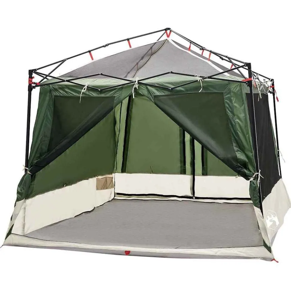 vidaXL Indertelt med tag med opbevaring Grøn 291 x 291 x 240 cm taft