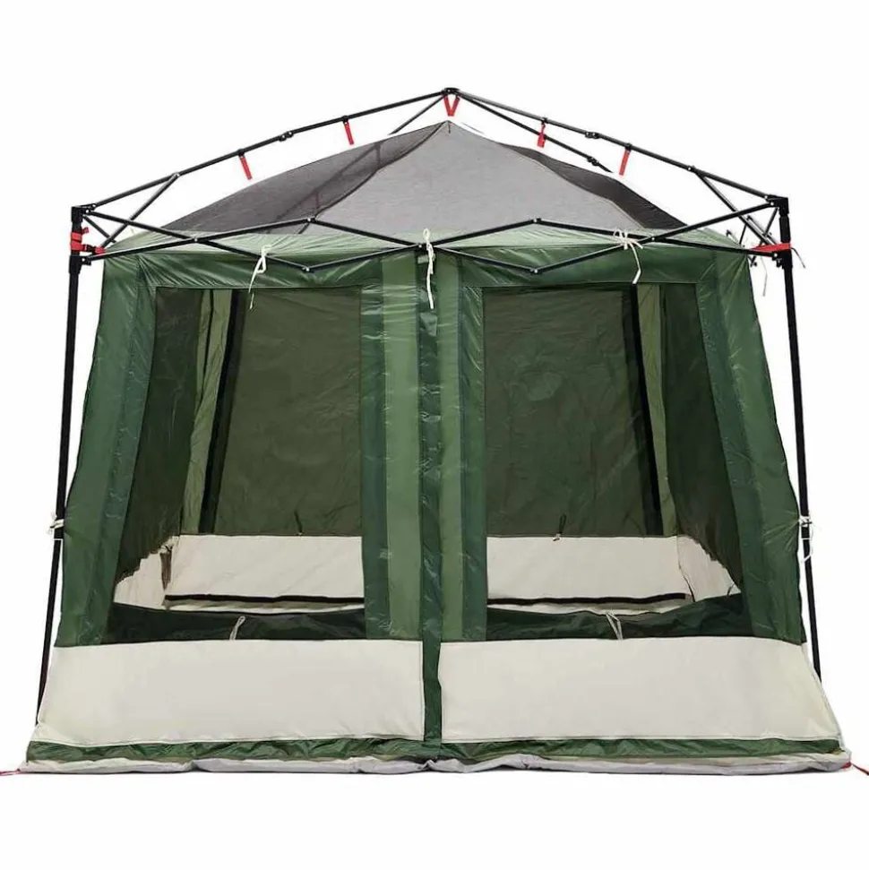 vidaXL Indertelt med tag med opbevaring Grøn 291 x 291 x 240 cm taft