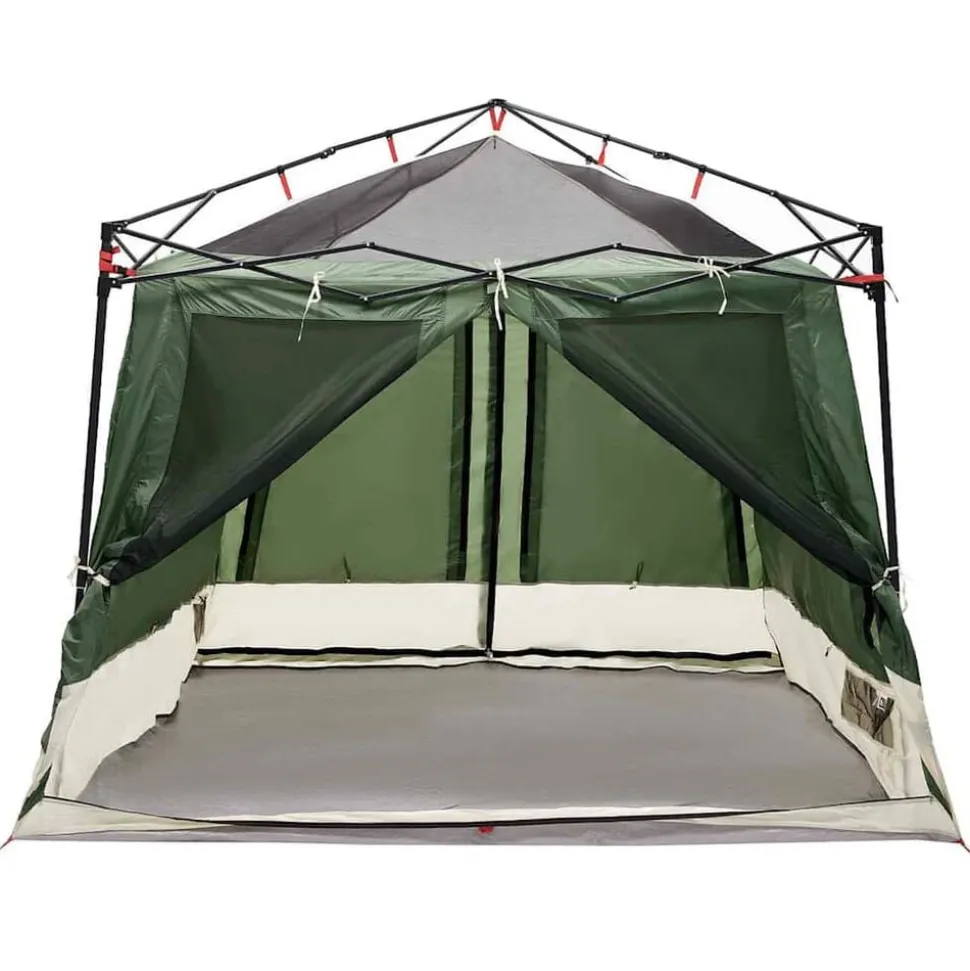 vidaXL Indertelt med tag med opbevaring Grøn 291 x 291 x 240 cm taft