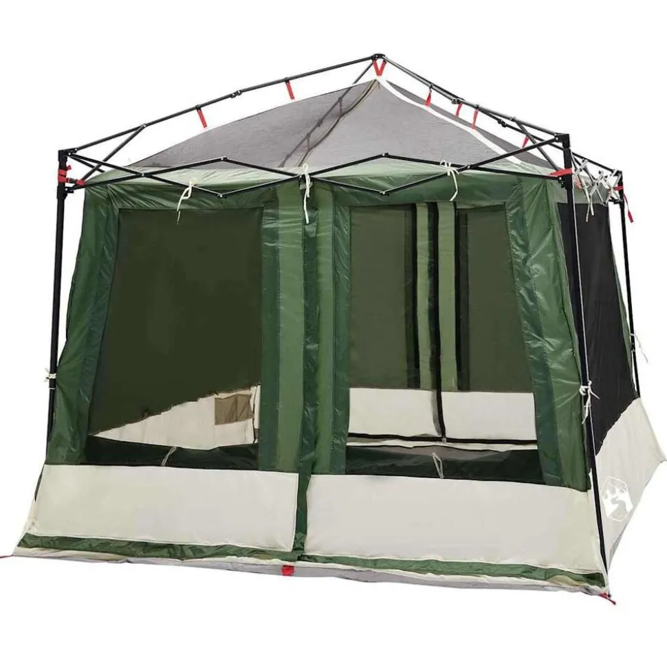vidaXL Indertelt med tag med opbevaring Grøn 291 x 291 x 240 cm taft