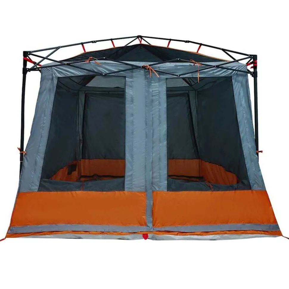 vidaXL Indertelt med tag Grå og orange 291 x 291 x 240 cm taft