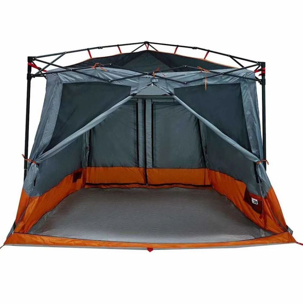 vidaXL Indertelt med tag Grå og orange 291 x 291 x 240 cm taft