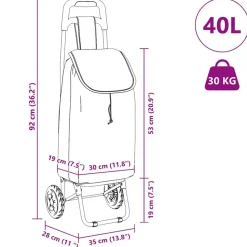 vidaXL Indkøbsvogn Rød 35 x 28 x 92 cm Oxford stof
