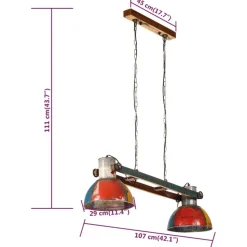 vidaXL industriel hængelampe 111 cm 25 W E27 flerfarvet