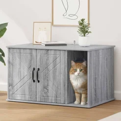 vidaXL Kat Hus Grå Sonoma 85 x 55 x 50 cm Konstrueret træ