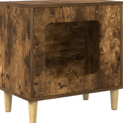 vidaXL Kat Hus Røget eg 51 x 30 x 52 cm Konstrueret træ