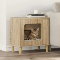 vidaXL Kat Hus Sonoma 51 x 30 x 52 cm Konstrueret træ