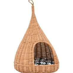 vidaXL kattehus med hynde 40 x 60 cm tipifacon naturligt piletræ