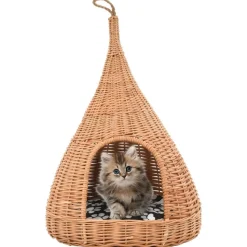 vidaXL kattehus med hynde 40 x 60 cm tipifacon naturligt piletræ