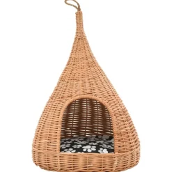 vidaXL kattehus med hynde 40 x 60 cm tipifacon naturligt piletræ