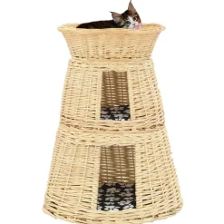 vidaXL kattekurve med hynder 3 stk. 47 x 34 x 60 cm naturligt piletræ