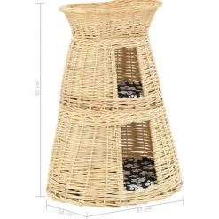 vidaXL kattekurve med hynder 3 stk. 47 x 34 x 60 cm naturligt piletræ