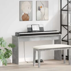 vidaXL Keyboard Stand Beton Grå 120 x 32 x 64 cm Konstrueret træ