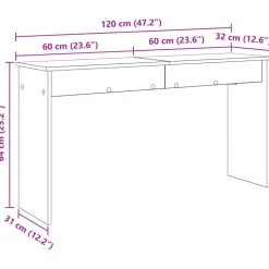 vidaXL Keyboard Stand Sonoma eg 120 x 32 x 64 cm Konstrueret træ