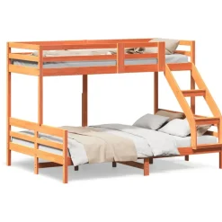 vidaXL køjeseng 90x200/140x200 cm massivt fyrretræ gyldenbrun