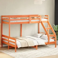 vidaXL køjeseng 90x200/140x200 cm massivt fyrretræ gyldenbrun
