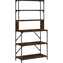 vidaXL køkkenreol 6 hylder 90x40x180 cm konstrueret træ røget egetræ