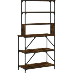 vidaXL køkkenreol 6 hylder 90x40x180 cm konstrueret træ røget egetræ