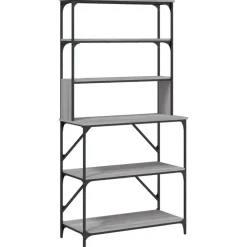 vidaXL køkkenreol 6 hylder 90x40x180 cm konstrueret træ grå sonoma-eg