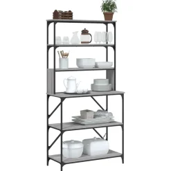 vidaXL køkkenreol 6 hylder 90x40x180 cm konstrueret træ grå sonoma-eg