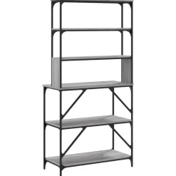 vidaXL køkkenreol 6 hylder 90x40x180 cm konstrueret træ grå sonoma-eg