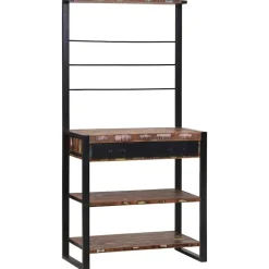vidaXL Køkkenreol Mønstret og sort 80 x 40 x 160 cm Solid genbrugs træ